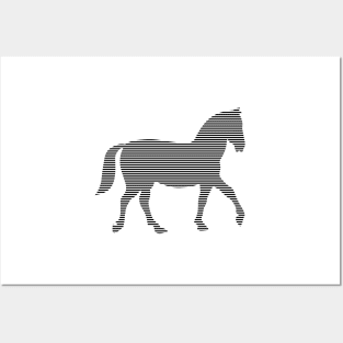 Horse - strips - black and white. Posters and Art